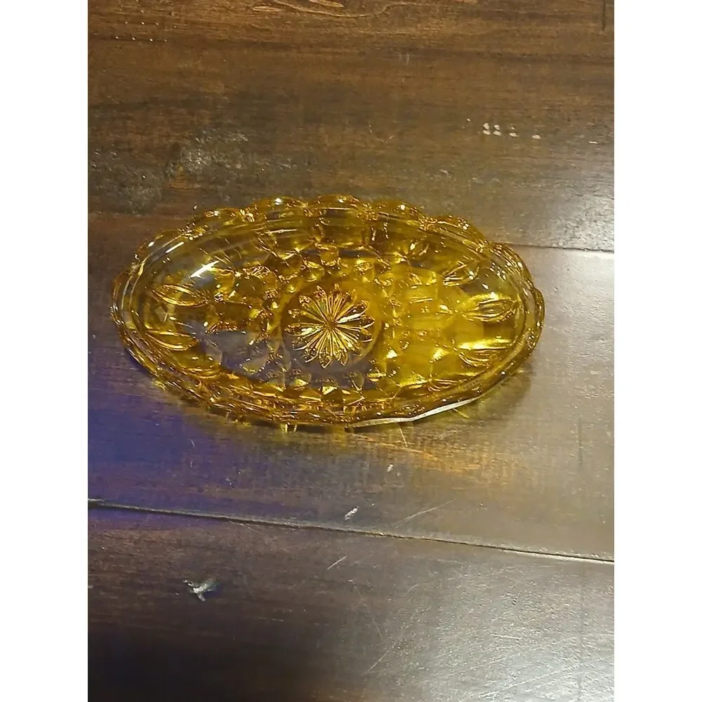 Vintage MCM Amber Better Dish with Lid Glass Oval Anchor Hocking Fairfield